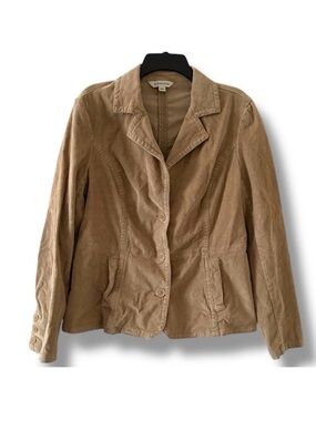 Vintage Y2K St John’s Bay Tan Corduroy Blazer Jacket Women’s Size Large Academia